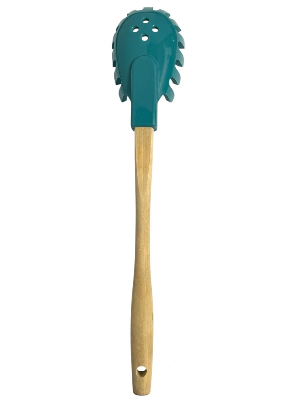 Le Creuset Teal Pasta Server with Wooden Handle